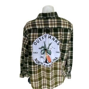 Outer Banks Plaid Flannel Shirt Shacket XL Oversized One of a Kind Coconutgirl